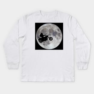 Big Foot, Big Bike and Big Bright Moon 1 Kids Long Sleeve T-Shirt